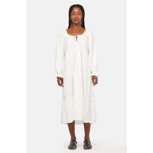 NEW LACAUSA Size X-Small Tate Crinkle Puff Sleeve White Dress $176 msrp H13-3